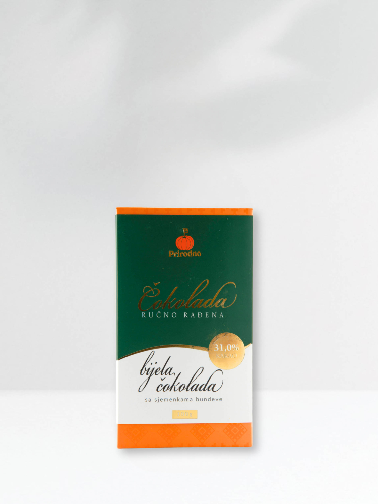 BIJELA ČOKOLADA SA SJEMENKAMA BUNDEVE 100gr